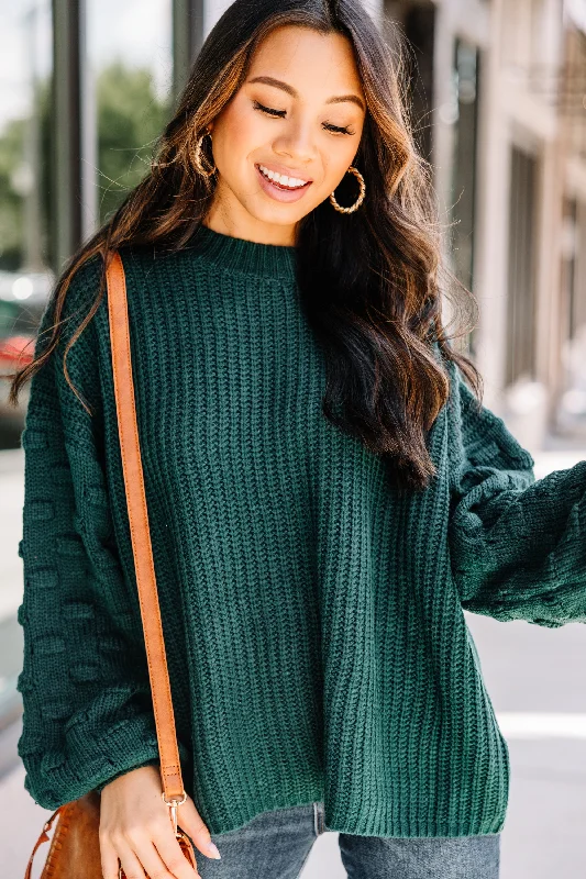Special Price Ins and Outs of Love Forest Green Chunky Knit Sweater