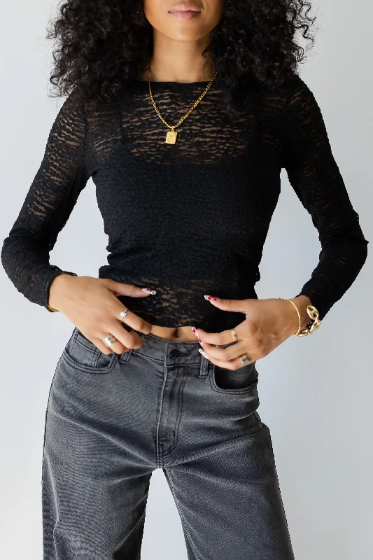 Sheer Lace Long Sleeve Top