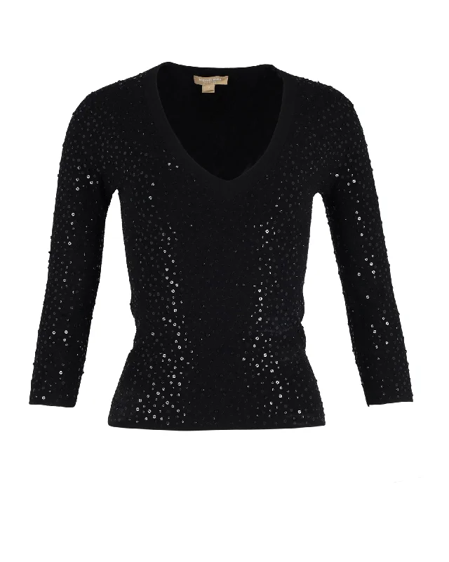 Weekend Discounts to Enjoy Michael Kors Collection Sequined Jumper in Black Viscose