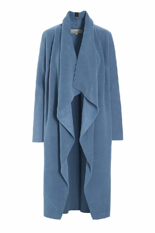 Weekend Shopping Made Better LONG CARDIGAN W/ WATERFALL - 7131 - DUSTY BLUE
