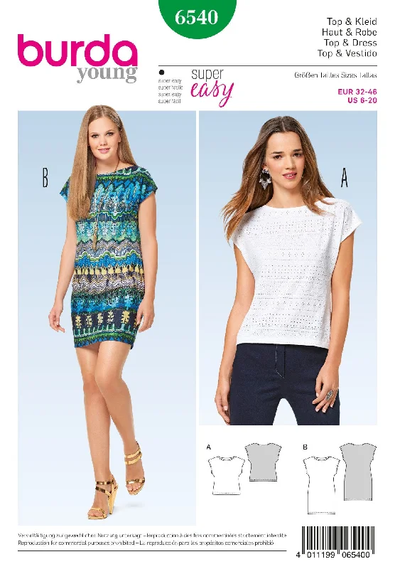 Burda Style Pattern BD6540 Misses' Top and Dress