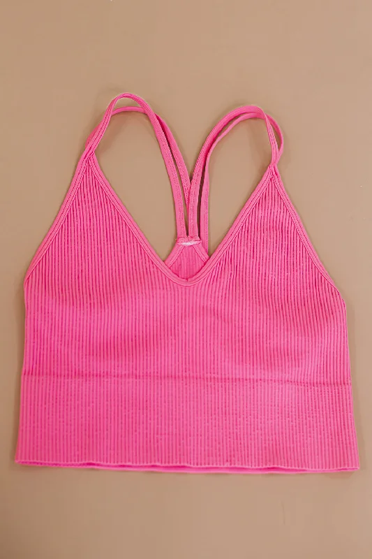 Strappy Cut Out Back Tank, Pink