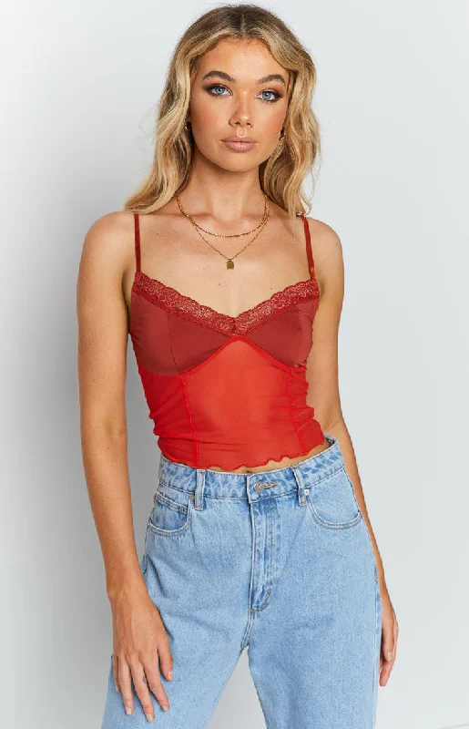 Kelsa Orange Lace Cami