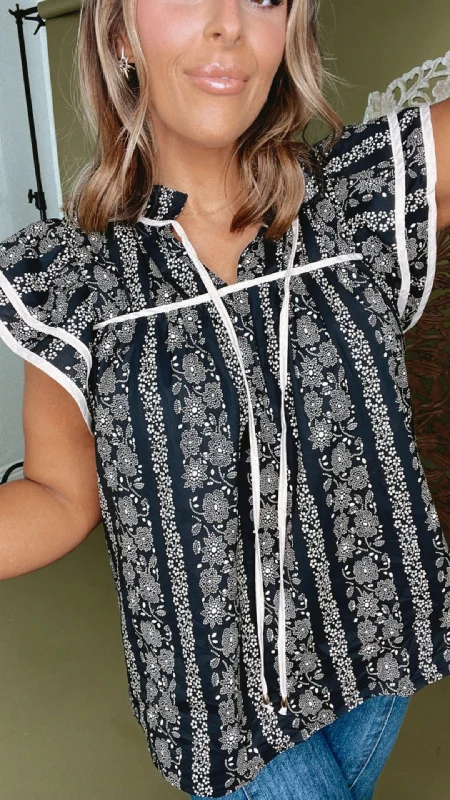Weekend Price Cuts Galore The Little Things Printed Blouse, Black