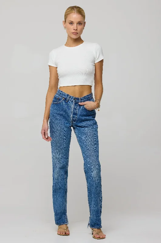 Weekend Savings Bonanza Baby Tee Rib in White