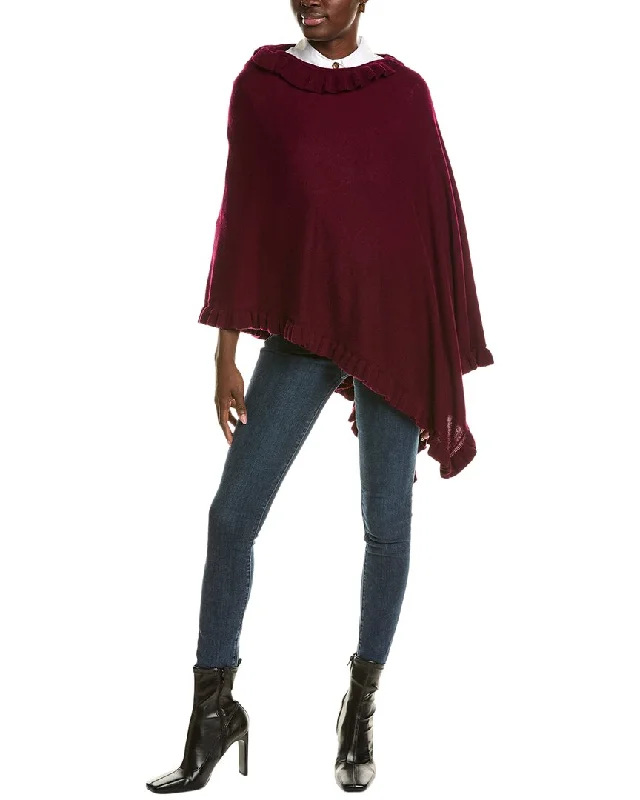 Reduced Rates sofiacashmere Ruffle Trim Wool & Cashmere-Blend Poncho