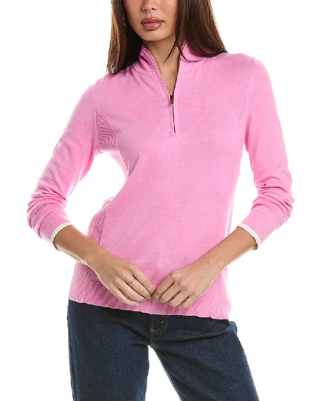 Savings Galore Hannah Rose Tee Time Cashmere-Blend 1/4-Zip Pullover