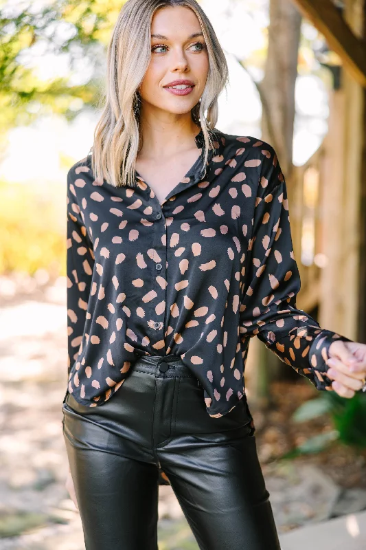 Value Deals Feeling Amazing Black Spotted Blouse