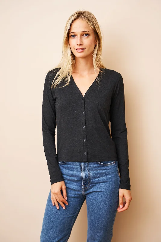 Weekend Discounts to Love Soft Touch V-Neck Cardigan in Anthracite Chine