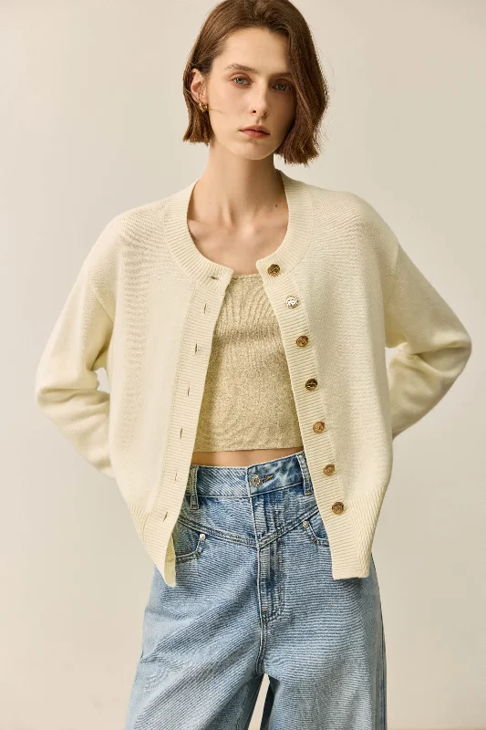 Weekend Deals That Sparkle LILY Wool Blend Crewneck Knit Cardigan