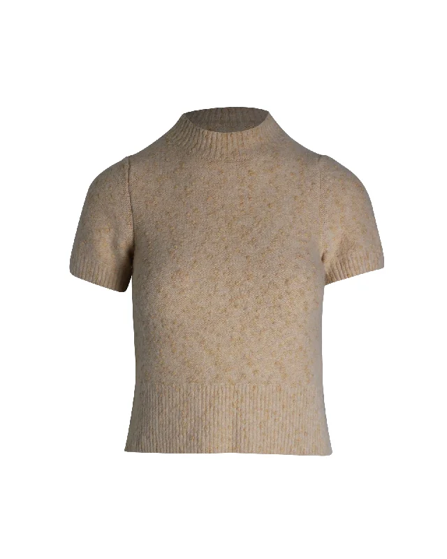 Weekend Deals That Please Sandro Paris Short Sleeve Knit Top in Peach Cotton
