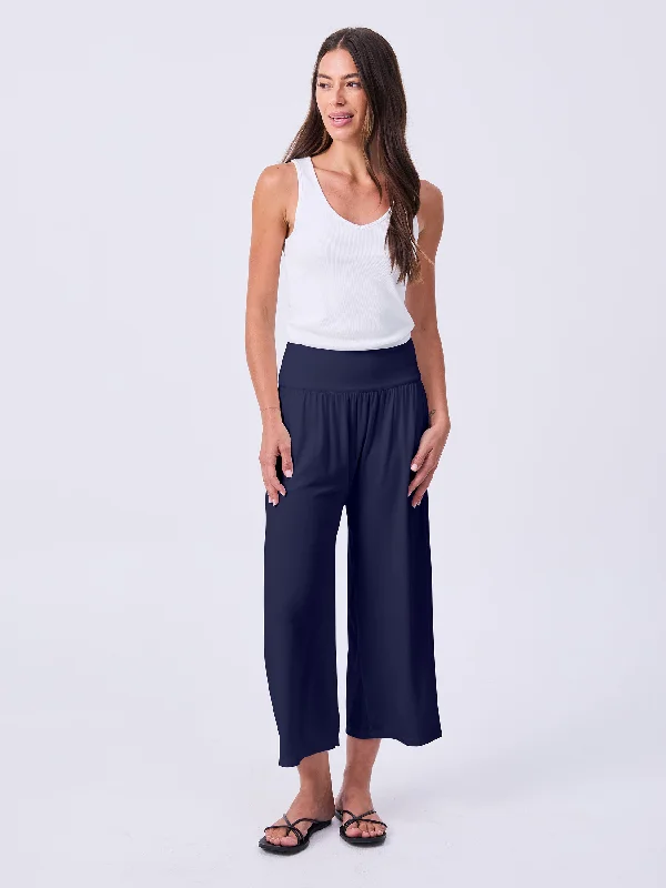 Nomad Modal Wide Leg Pant 7/8 - Navy