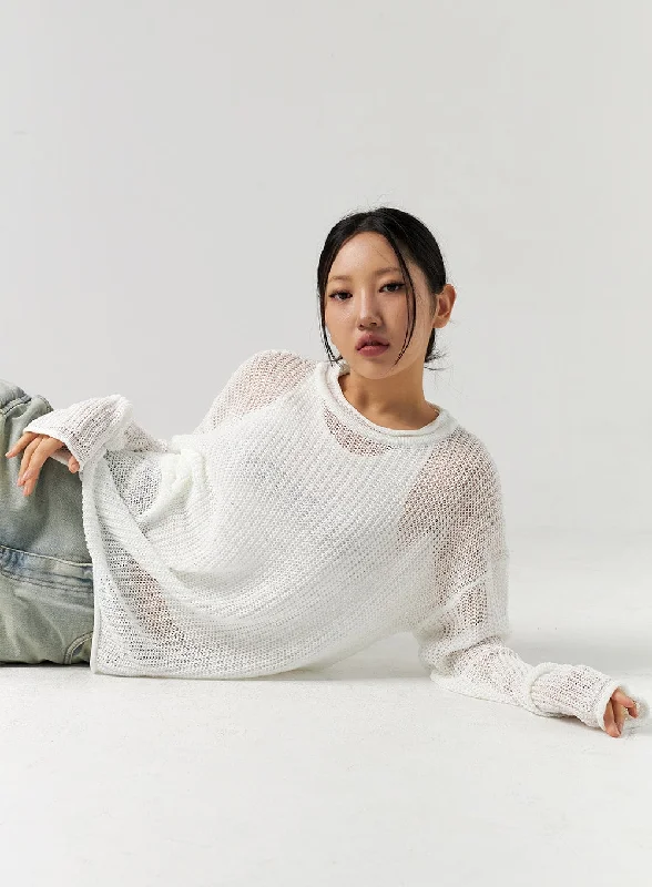 Final Offer Mesh Crewneck Sweater CL310