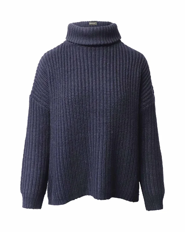 Weekend Savings Fiesta Zadig & Voltaire Turtleneck Knitted Sweater in Navy Blue Acrylic