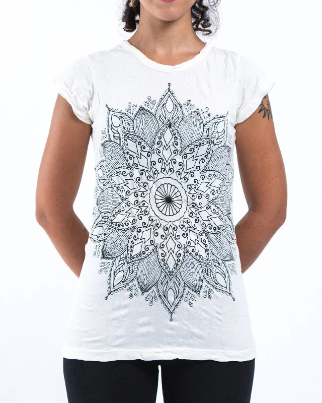 Weekend Deals That Spark Womens Lotus Mandala T-Shirt in White