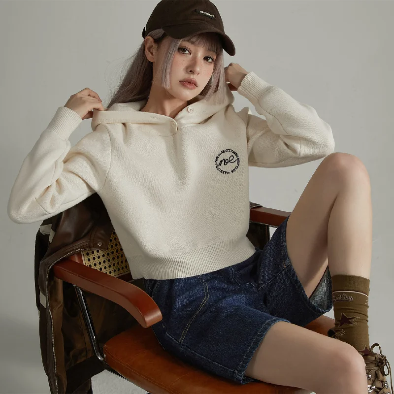 Weekend Offers That Shine Noe Cropped Knit Hoodie