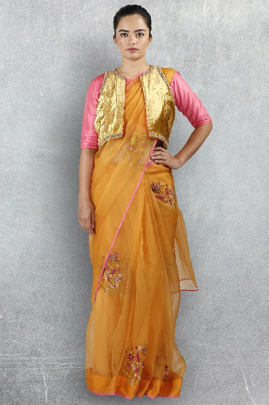 Orange Organza Saree