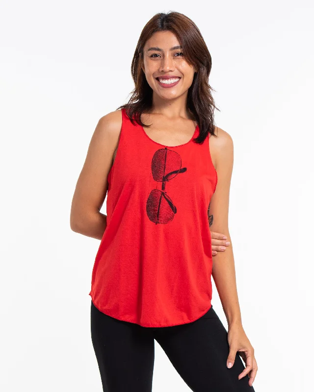Unbeatable Deal Womens Sunglasses Tank Top in Red