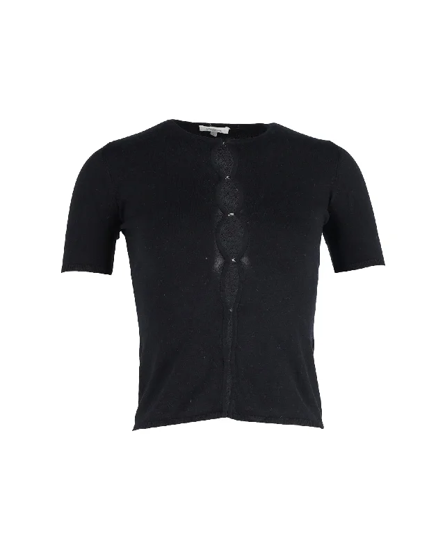 Unwind with Weekend Discounts Max Mara Short Sleeve Cardigan in Black Cotton