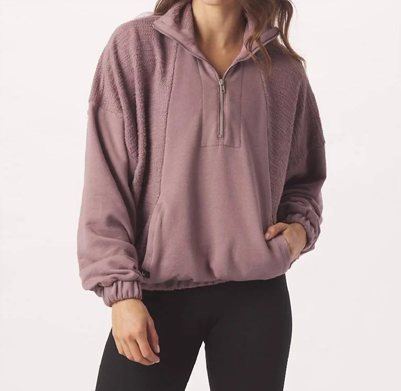 Weekend Savings Bonanza Complex Quarter Zip In Lavender Bark