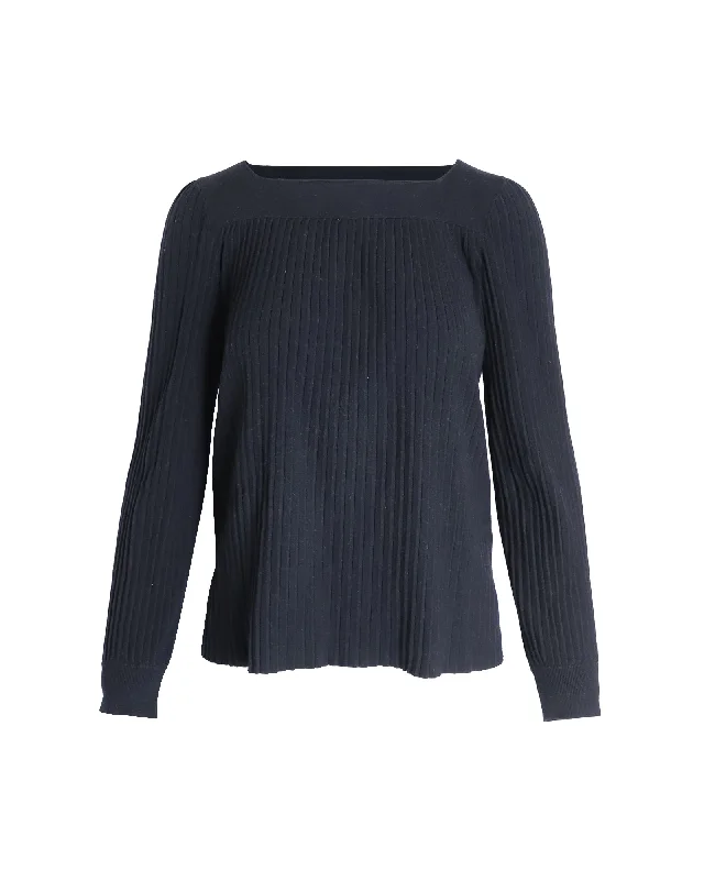 Year-End Clearance A.P.C. Bateau Neck Ribbed Sweater in Black Viscose