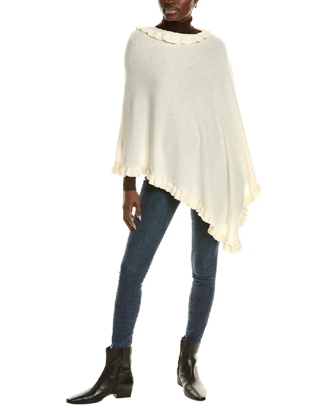 Weekend Discounts to Relish sofiacashmere Ruffle Trim Wool & Cashmere-Blend Poncho