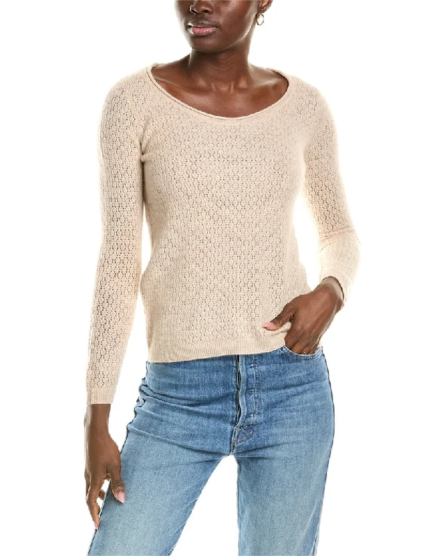 Super Savings sofiacashmere Pointelle Scoop Neck Cashmere Sweater