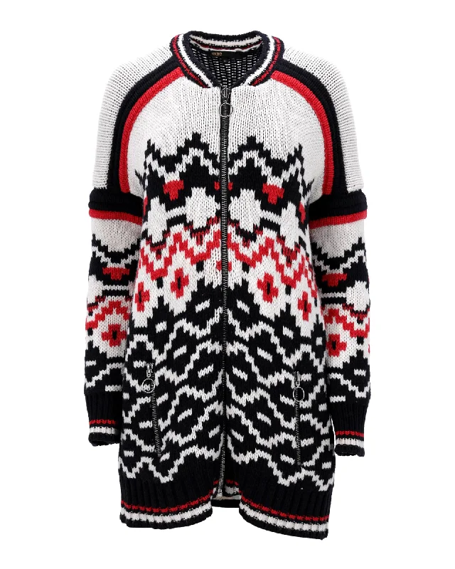Weekend Discounts to Savor Maje Mercouer Fair Isle Zip-Front Cardigan in Multicolor Wool