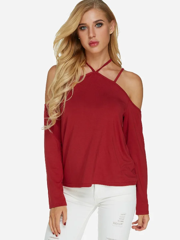 Mega Discount Custom Plain Long Sleeve Burgundy T-Shirts