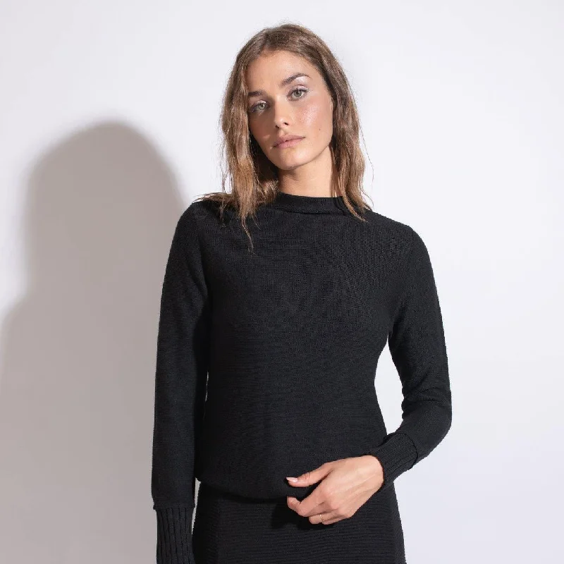 Weekend Discounts to Savor Point Knit Seemless Mock-Neck Top