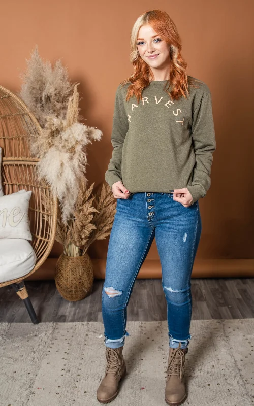Weekend Bargains to Celebrate Harvest Sweatshirt - Heather Olive** - Final Sale