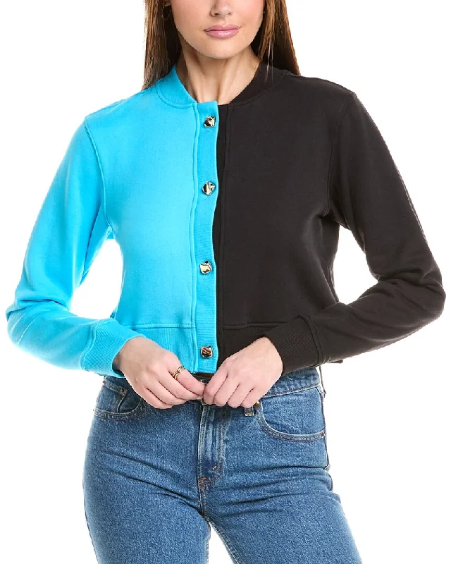 Massive Deal Terez Colorblocked Crop Chili Cardigan