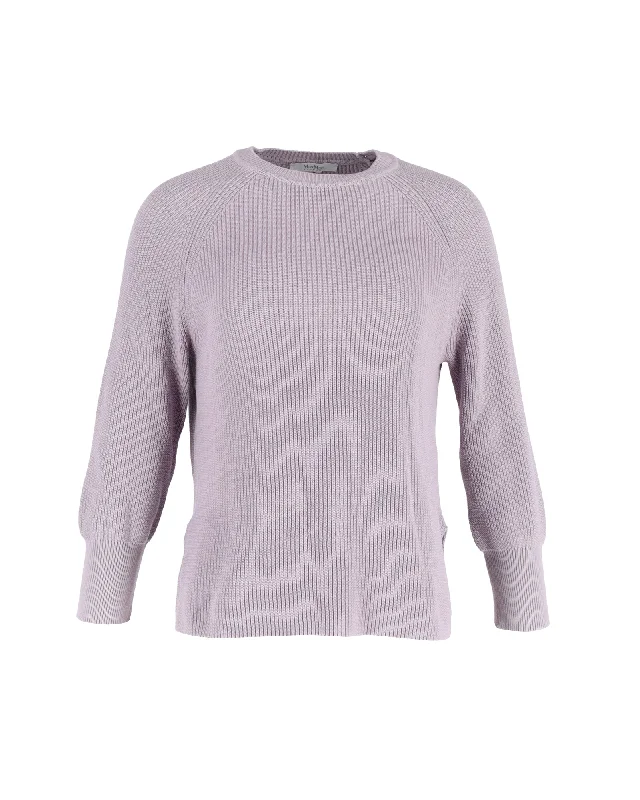 Weekend Offers That Please Max Mara Ribbed Crewneck Sweater in Lavender Cotton