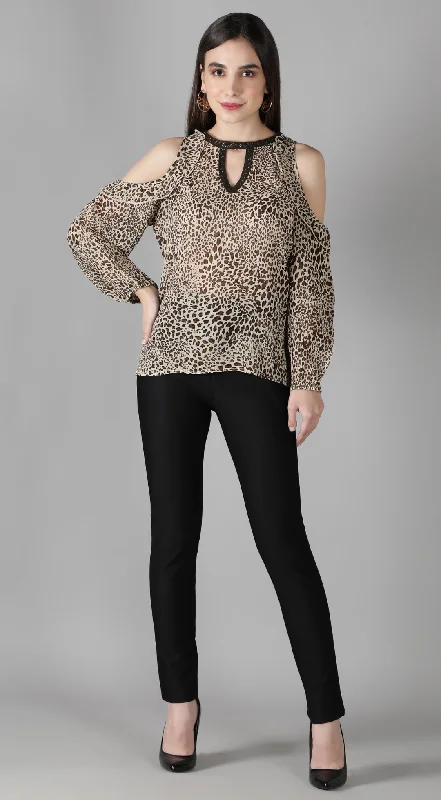 Top Pick Animal Print Cut Out Top