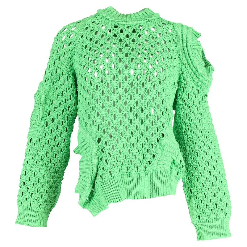 Weekend Bargains Await You Stella Mccartney Knitted Cut-Out Sweater in Green Cotton