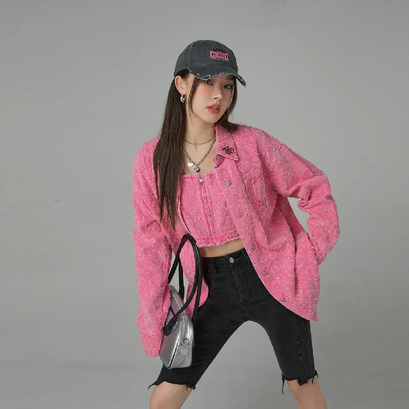 Instant Savings Cherry Heart Loose Fit Cotton Shirt