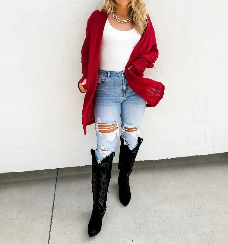 Final Clearance Fall Lola Cardigans In Magenta Red