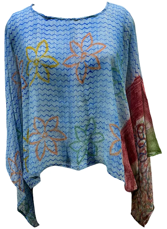 Exclusive Weekend Offers Inside PRG5435 Sheer Avatar Pure Silk Kimono-Sleeved Top