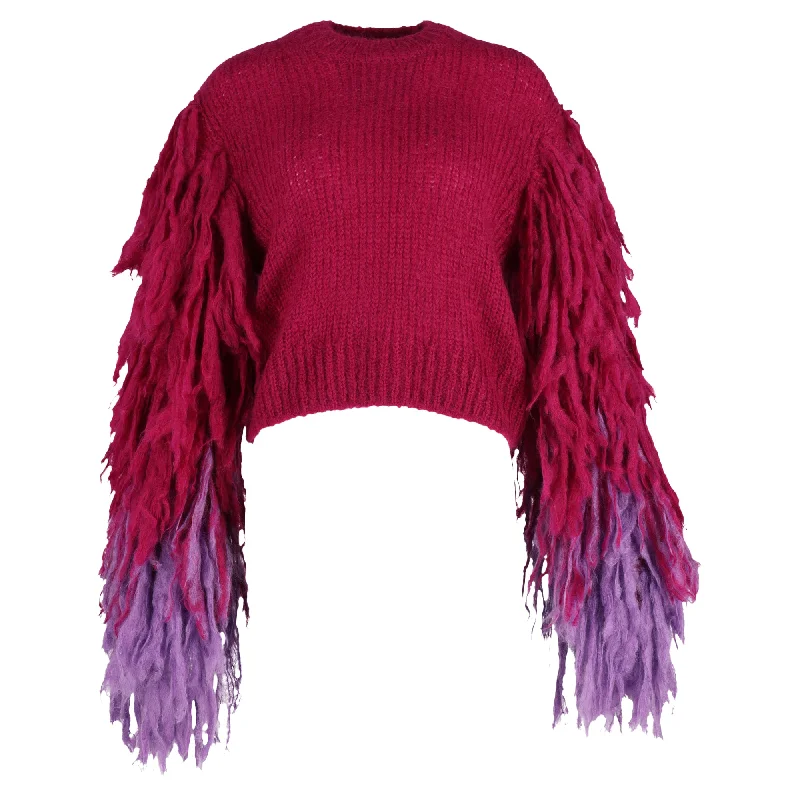 Weekend Deals to Make You Happy Dries Van Noten Fringed Sweater in Pink Wool