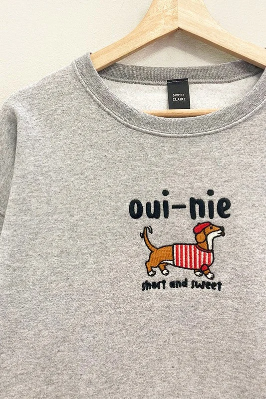 Oui-nie Embroidered Dog Sweatshirt S-XL