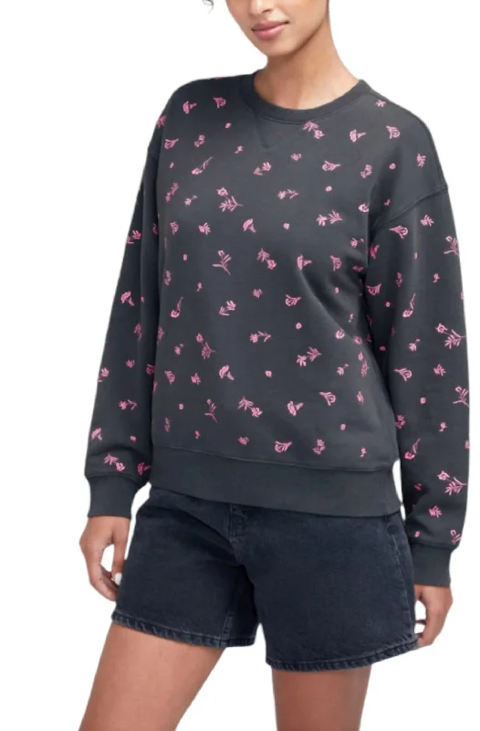 Weekend Bargains to Love Ditsy Floral Cody Sweatshirt In Washed Black