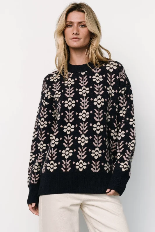 Norris Sweater | Navy Multi Floral