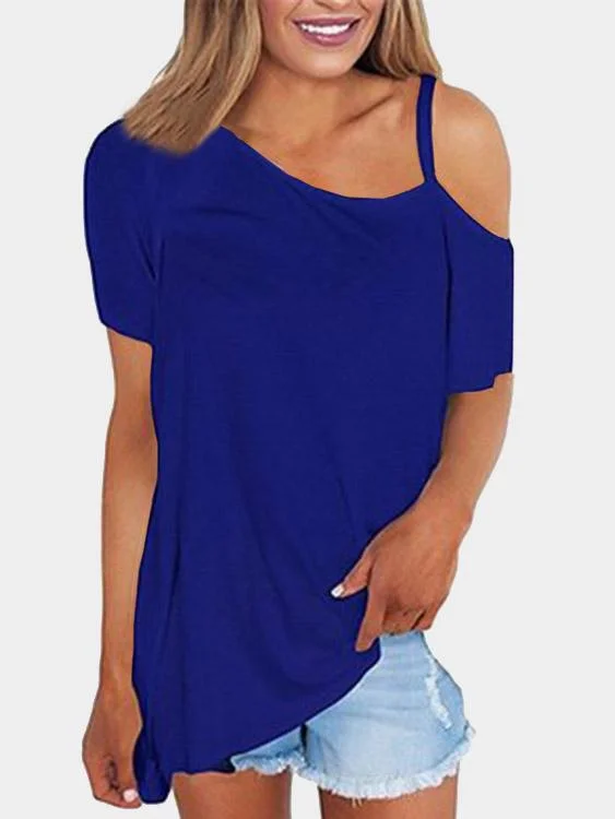 Weekend Discounts to Delight OEM ODM One Shoulder Short Sleeve Blue T-Shirts