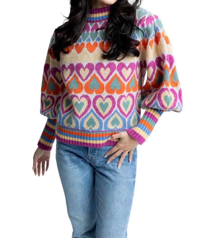 Weekend Bargains to Grab Heart Novelty Sweater In Multi