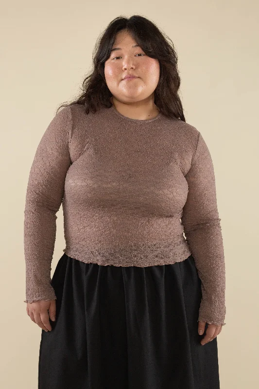 Weekend Specials to Savor Toluca Long Sleeve Jacquard Mesh Lace Baby Tee