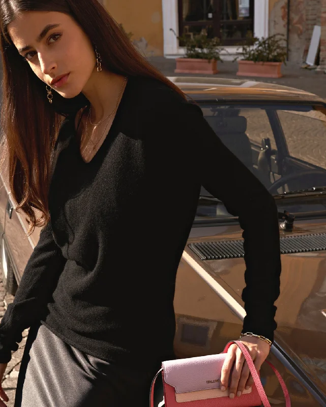 Unbeatable Prices Women's Ultra-Light Cashmere V-Neck Sweater Black by Monticelli Cashmere