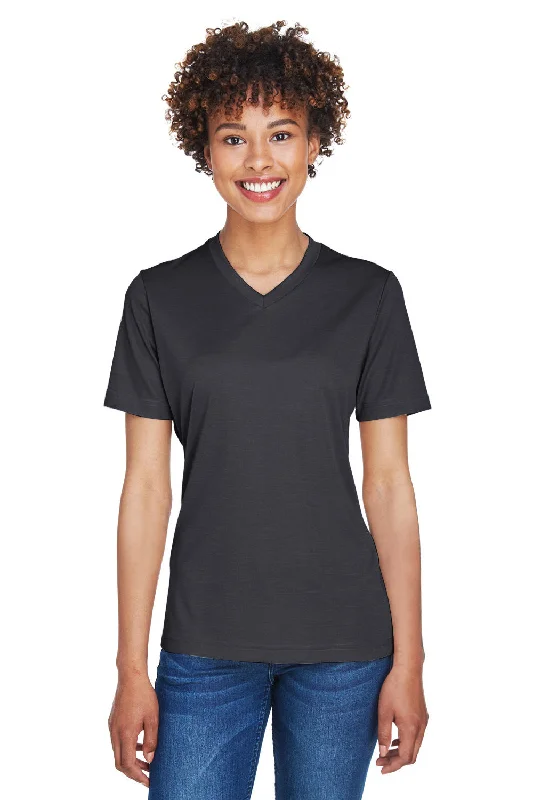 Weekend Specials to Cherish Team 365 Womens Sonic Performance Heather Moisture Wicking Short Sleeve V-Neck T-Shirt - Heather Black