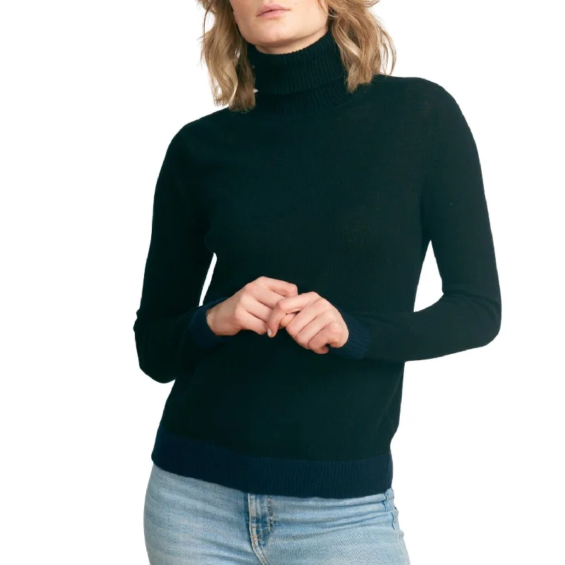 Weekend Savings Bonanza Contrast Roll Collar Sweater In Black And Navy