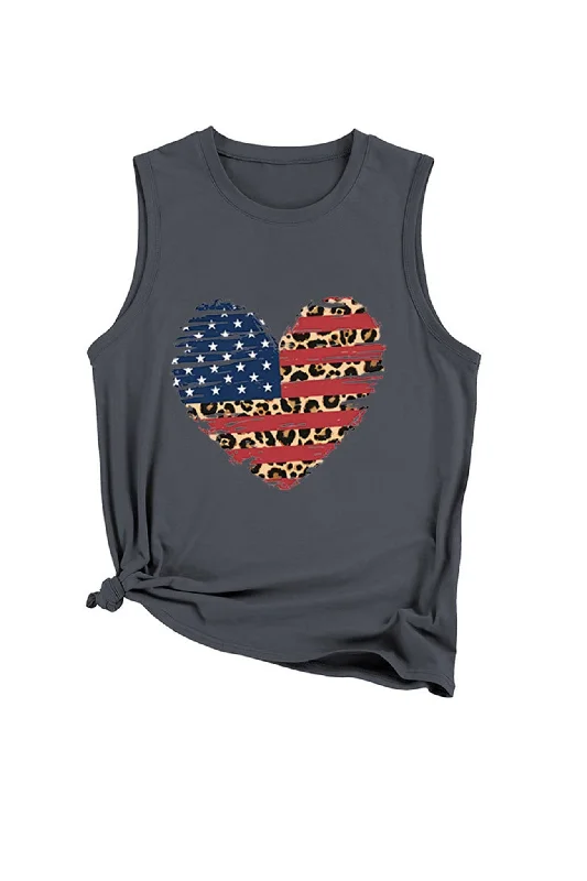 Peach Heart Flag Graphic Sleeveless T-shirt