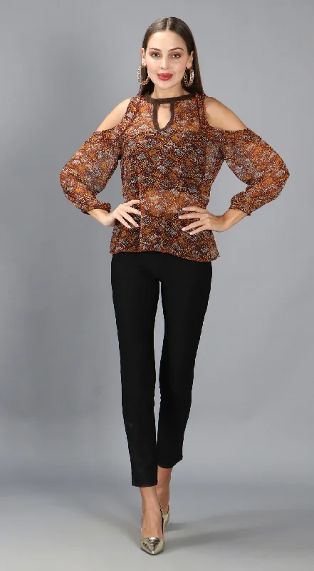 Weekend Specials to Grab Brown Animal Print Cut Out Top